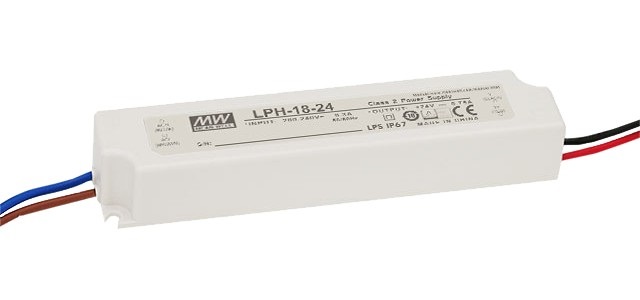 Драйвер 18 Вт 24V для светодиодной ленты Meanwell LPH-18-24 IP67 140x30x20 мм